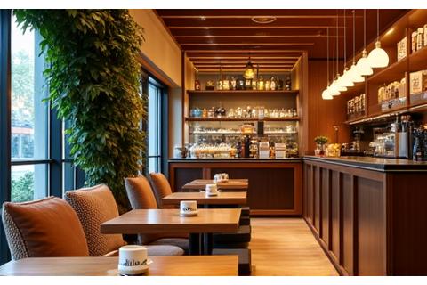 모던하고 아늑한 분위기의 강남 플로우 앤 블룸 카페 전경, 편안한 의자와 식물들